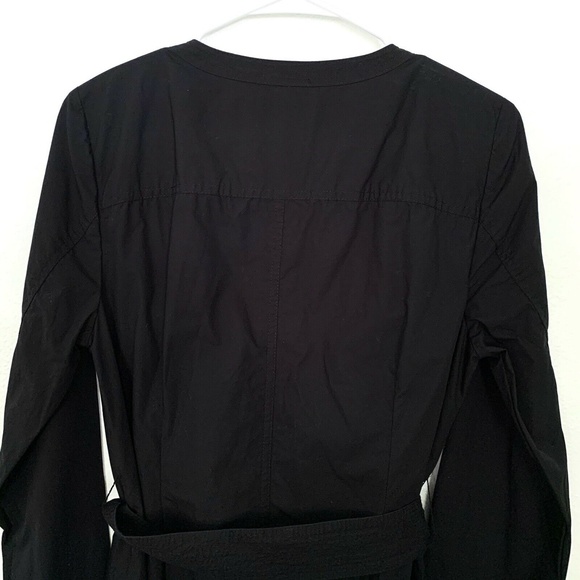 J.Crew Black Button Front Tie Waist Shirt Dress - Picture 8 of 9